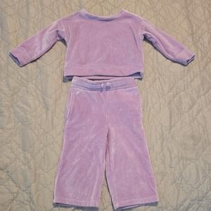 TODDLER GIRLS PURPLE VELOUR LONG SLEEVE SHIRT WITH MATCHING PANTS
